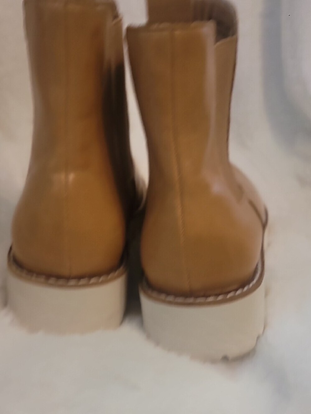 Women's Tan Chelsea Platform Ankle Boots - Picture 6 of 6